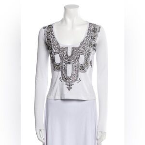 Just Cavalli white embellished crop top